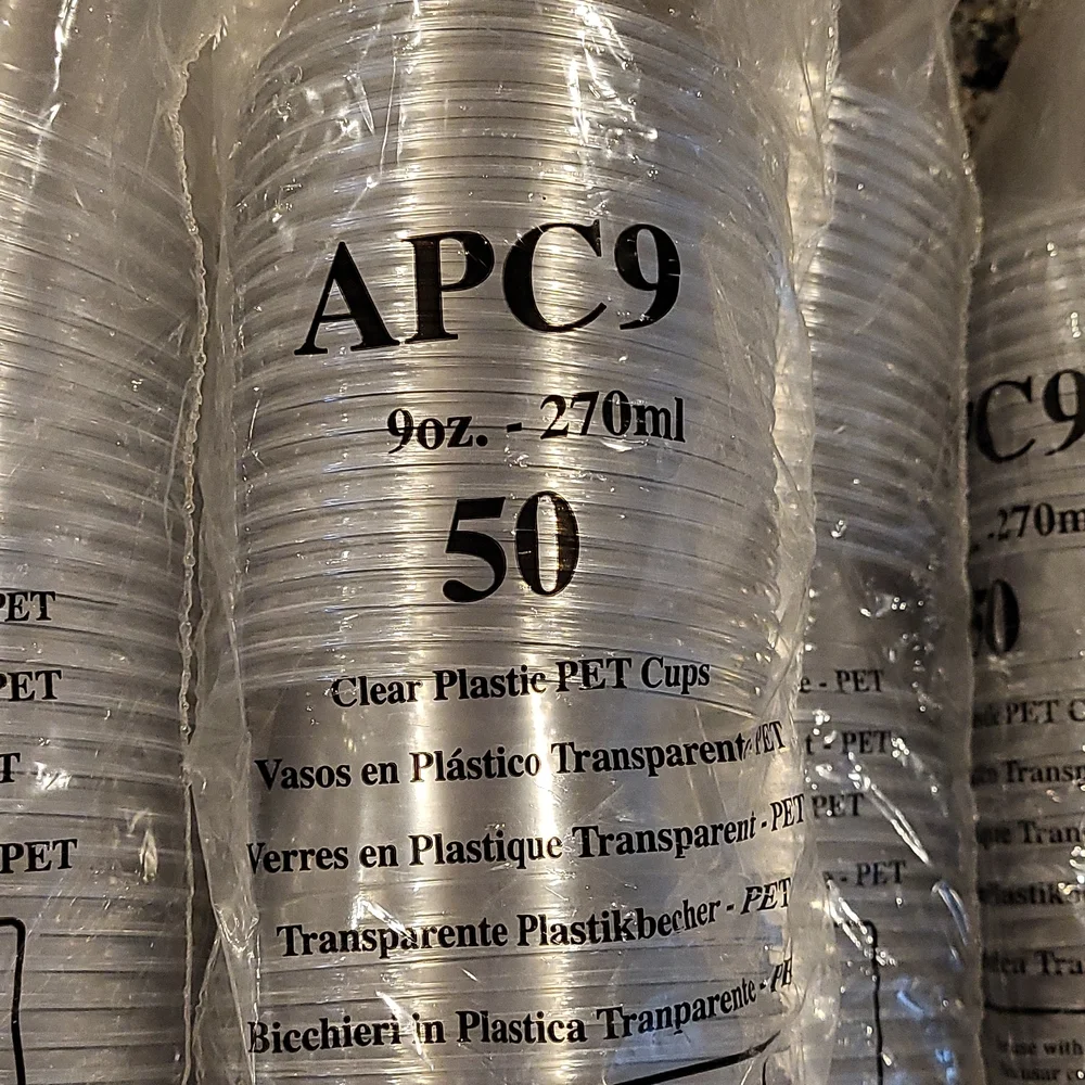 Clear Plastic PET Cups 9 oz new total 150 disposable drinking cup APC9 s…